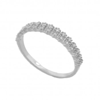 Anel meia alianca 2 fileiras com zirconia cristal, prata. 3415150