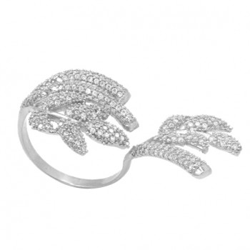 Anel folhas todo cravejado com zirconia cristal, Prata. 3415230