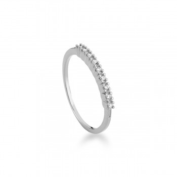 Anel meia alianca fina zirconia cristal, prata. 3415250