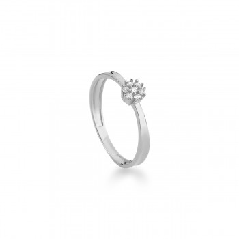 Anel chuveiro pequeno zirconia cristal, prata. 3415280