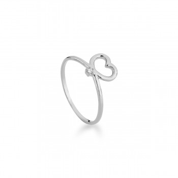 Anel liso com uma zirconia cristal, prata. 3415310