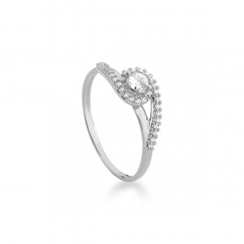 Anel solitario 3,5mm laterais com movimento zirconia cristal, prata. 3415330