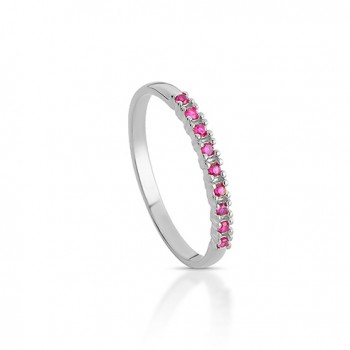 Anel meia alianca fina zirconia vermelho rubi. 3415359