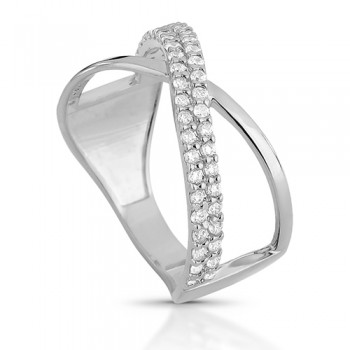 Anel sobreposto aro liso e zirconia cristal, prata. 3415380