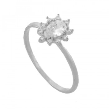 Anel gota cristal e zirconia cristal em volta, prata. 3430050
