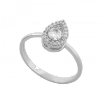 Anel gota pequena zirconia cristal em volta e dentro, prata. 3430070