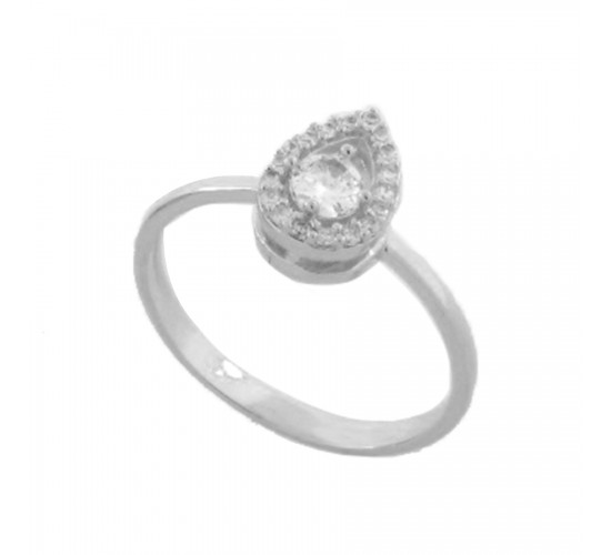 Anel gota pequena zirconia cristal em volta e dentro, prata. 3430070