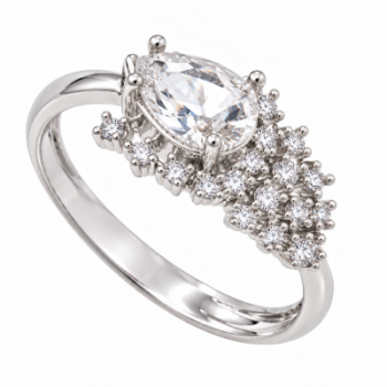 Anel gota cristal com cascata cristal na lateral. 3430100