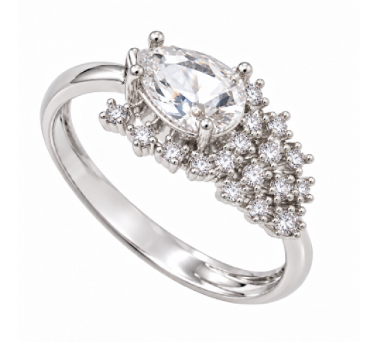 Anel gota cristal com cascata cristal na lateral. 3430100