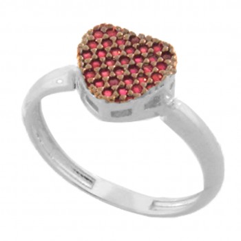 Anel chuveiro coracao zirconia vermelha, prata. 3430159