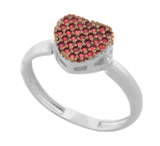 Anel chuveiro coracao zirconia vermelha, prata. 3430159