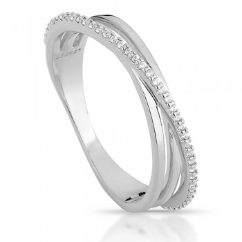 Anel sobreposto 2 aros lisos e um aro com zirconia cristal, Prata. 3435490