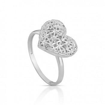 Anel coracao 14mm, diamantado vazado. 343556