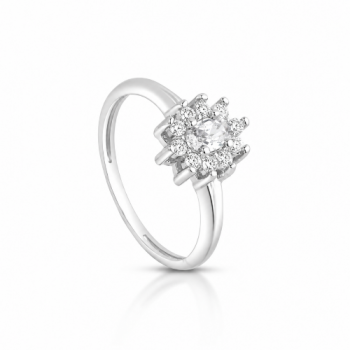Anel oval cristal 10mm com zirconia cristal em vola, prata. 3435570 Anel oval cristal 10mm com zirconia cristal em vola, prata. 3435570