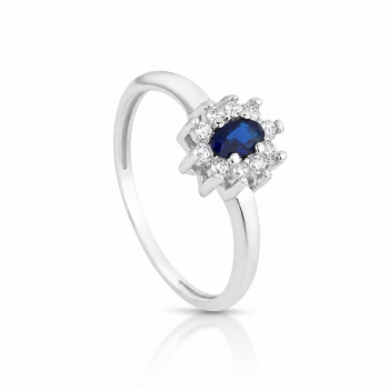 Anel oval azul safira 10mm com zirconia cristal em volta. 3435572 Anel oval azul safira 10mm com zirconia cristal em volta. 3435572