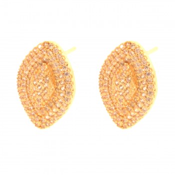 Brinco losango todo cravejado com zirconia cristal. 12x7mm. 150012