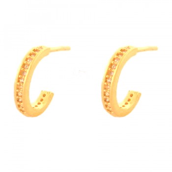 Brinco meia argola zirconia cristal. 150017