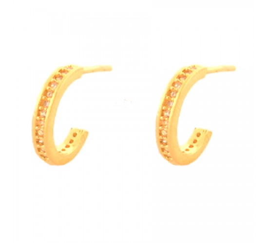 Brinco meia argola zirconia cristal. 150017