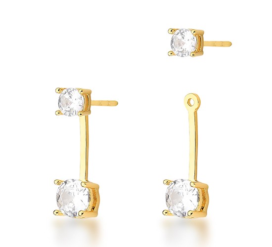 Brinco encaixe zirconia cristal haste lisa. 17x1mm. 150026