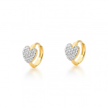 Brinco argola pequena de coracao zirconia cristal. 5mm. 150031