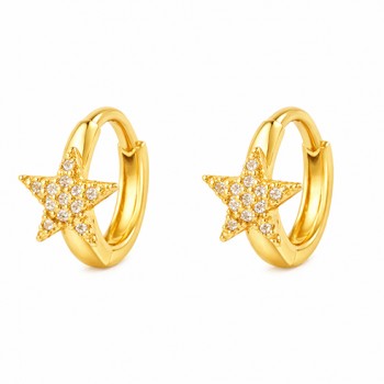 Brinco argola pequena estrela com zirconia cristal. 5mm. 150033