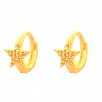 Brinco argola pequena estrela com zirconia cristal. 5mm. 150033
