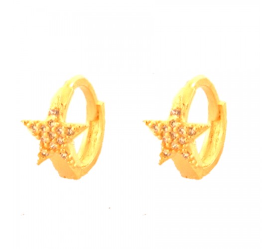 Brinco argola pequena estrela com zirconia cristal. 5mm. 150033