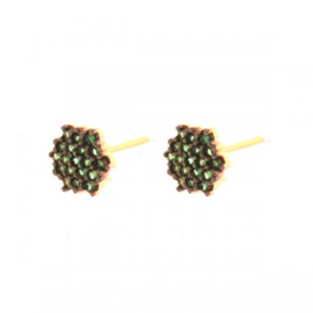Brinco chuveiro 6 lados zirconia verde esmeralda. 6mm. 150037