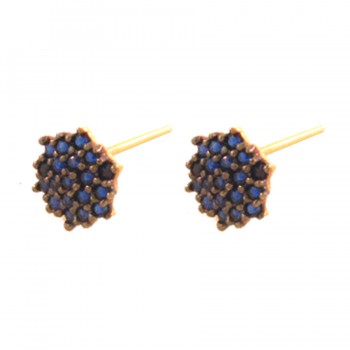 Brinco chuveiro 6 lados zirconia azul safira. 6mm. 150039