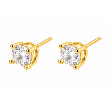Brinco 2 furo redondo zirconia cristal 6mm. 150053