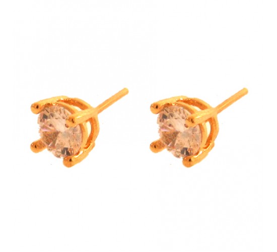 Brinco 2 furo redondo zirconia cristal 6mm. 150053