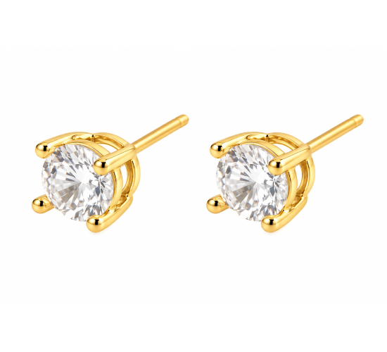 Brinco 2 furo redondo zirconia cristal 6mm. 150053