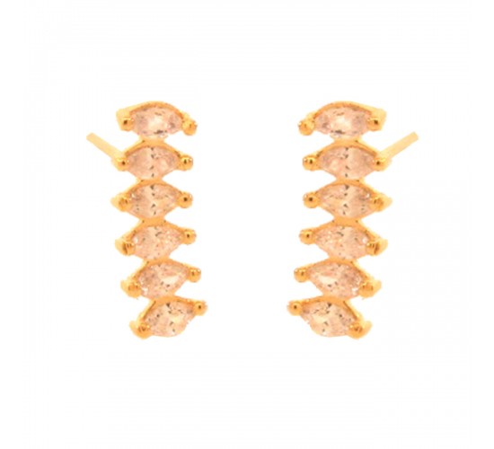 Brinco 6 navetes lado a lado zirconia cristal. 7mm. 150056