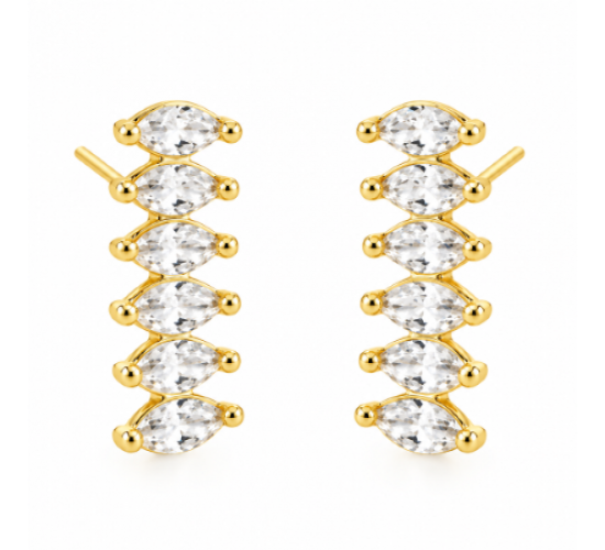 Brinco 6 navetes lado a lado zirconia cristal. 7mm. 150056