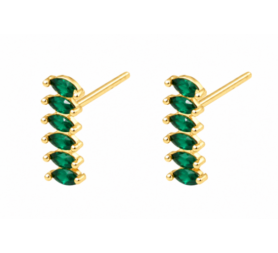 Brinco 6 navetes lado a lado zirconia verde. 7mm. 150057