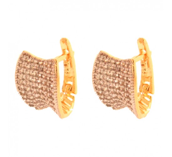 Brinco argola concava zirconia cristal vazada atras. 8x5mm. 150060