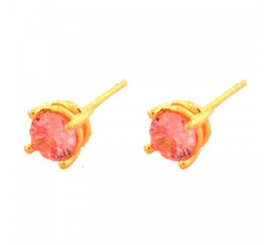 Brinco segundo furo redondo zirconia rosa 5mm. 150064