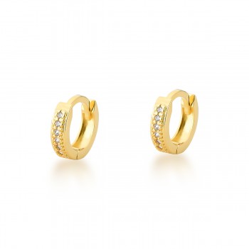Brinco argola pequena zirconia cristal lisa atras. 5mm. 150168