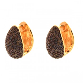 Brinco argola media concha zirconia negra. 10x5mm. 150683