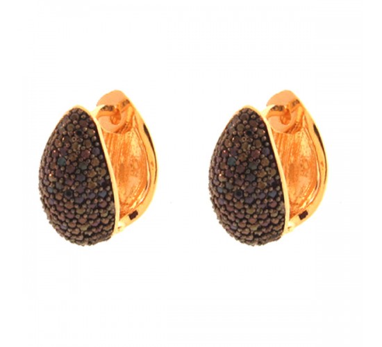 Brinco argola media concha zirconia negra. 10x5mm. 150683