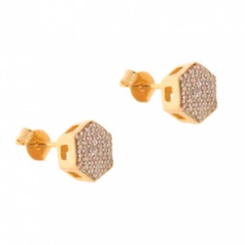 Brinco sextavado zirconia cristal. 150701