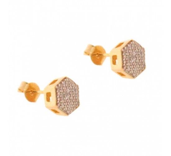 Brinco sextavado zirconia cristal. 150701