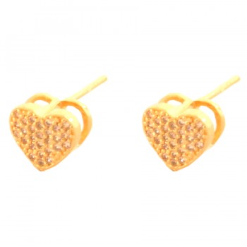 Brinco coracao chuveiro zirconia cristal. 3x4mm. 150720