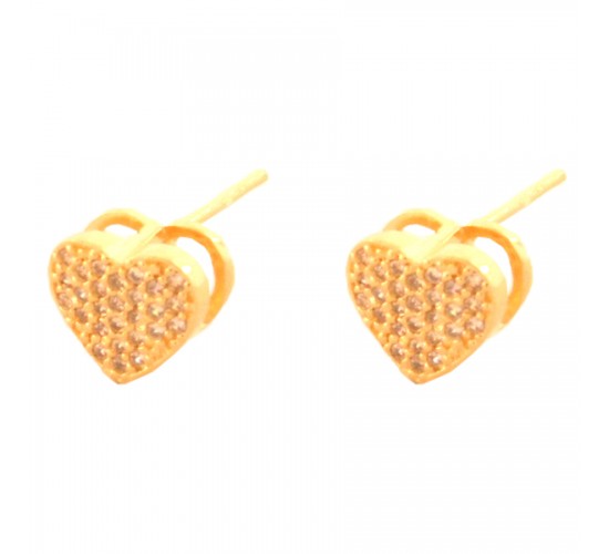 Brinco coracao chuveiro zirconia cristal. 3x4mm. 150720