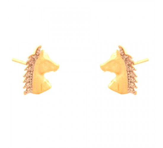 Brinco cavalo pequeno crina zirconia cristal. 7x5mm. 150727