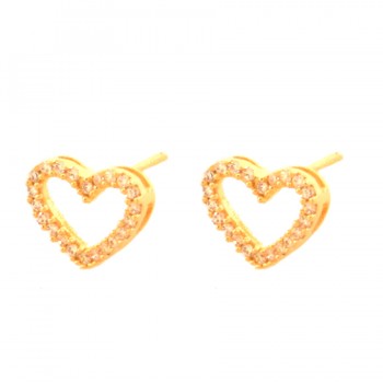 Brinco coracao vazado zirconia cristal. 3x5mm. 150734