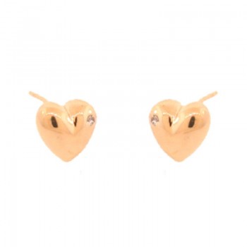 Brinco coracao pequeno liso com detalhe zirconia cristal. 3x3mm. 150747
