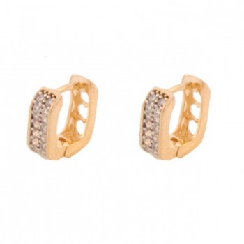 Brinco argola pequena quadrada zirconia cristal na frente coracao vazado atras. 5.5mm. 150760