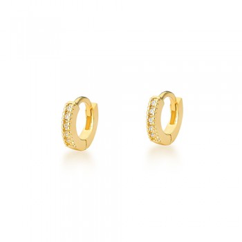 Brinco argola pequena zirconia cristal na frente. 4mm. 150768