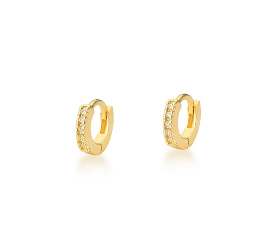 Brinco argola pequena zirconia cristal na frente. 4mm. 150768